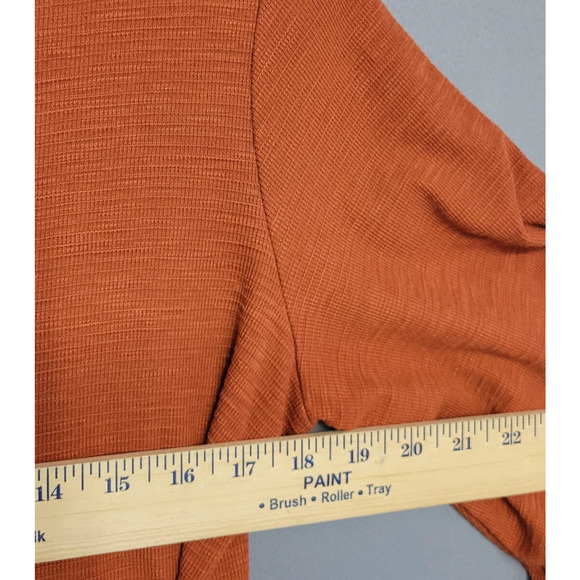 R. Vioimos Anthropologie Waffle Knit Dress Womens Large Burnt Orange Tie Front - Picture 5 of 9